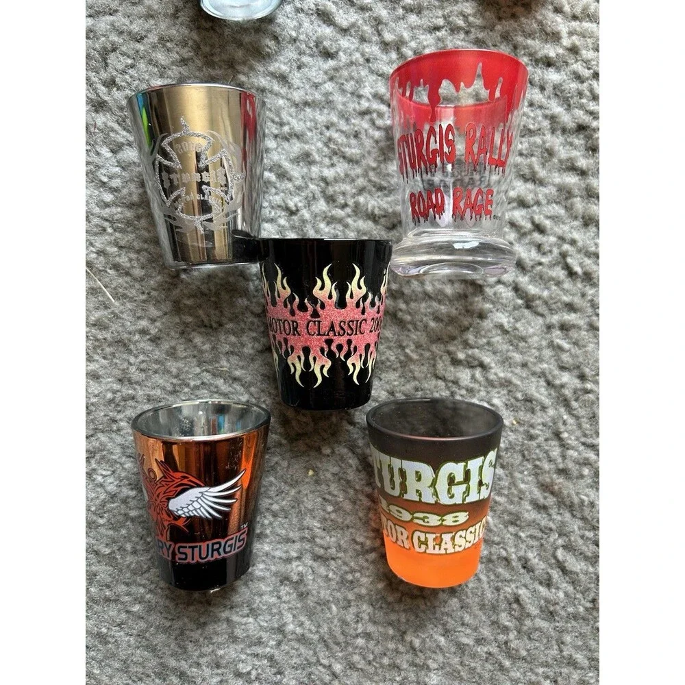 Sturgis Motorcycle Shot Glass Lot Of  5 2006 + Road Rage